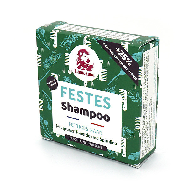 Lamazuna Organic Festes Shampoo Grüne Tonerde & Spirulina für Fettiges Haar 70 ml